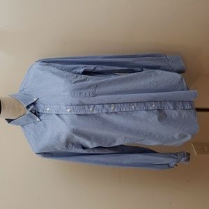 Tommy Hilfinger Men's Slim Fit Cotton Blue/White Check Button Down Shirt 15 1/2"